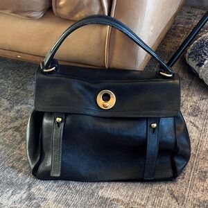 Yves Saint Laurent YSL 2010 Black Leather Velor Muse Two Bag